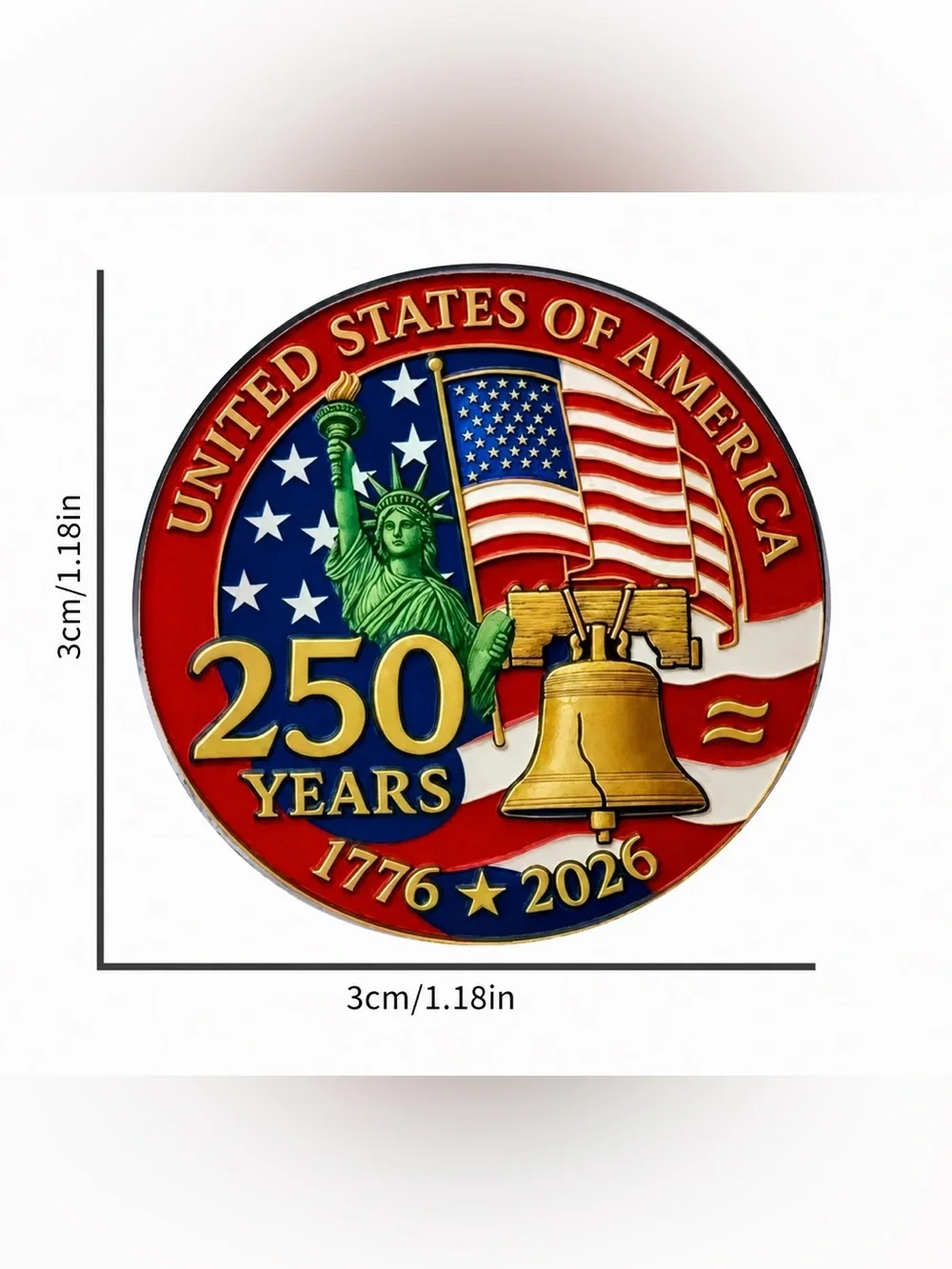 Patriotic American 250th Anniversary Independence Day Alloy Pin